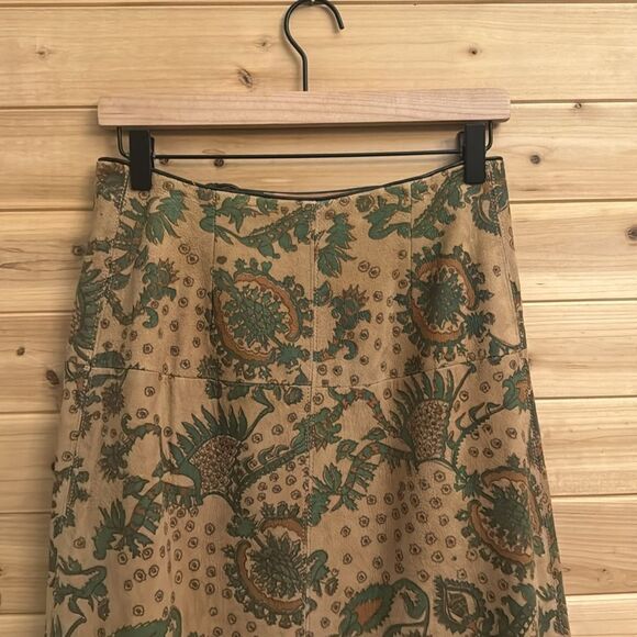 Vintage Beene Bazaar Size Medium/8 Suede Leather Paisley Lined Knee Length Skirt - Picture 9 of 14